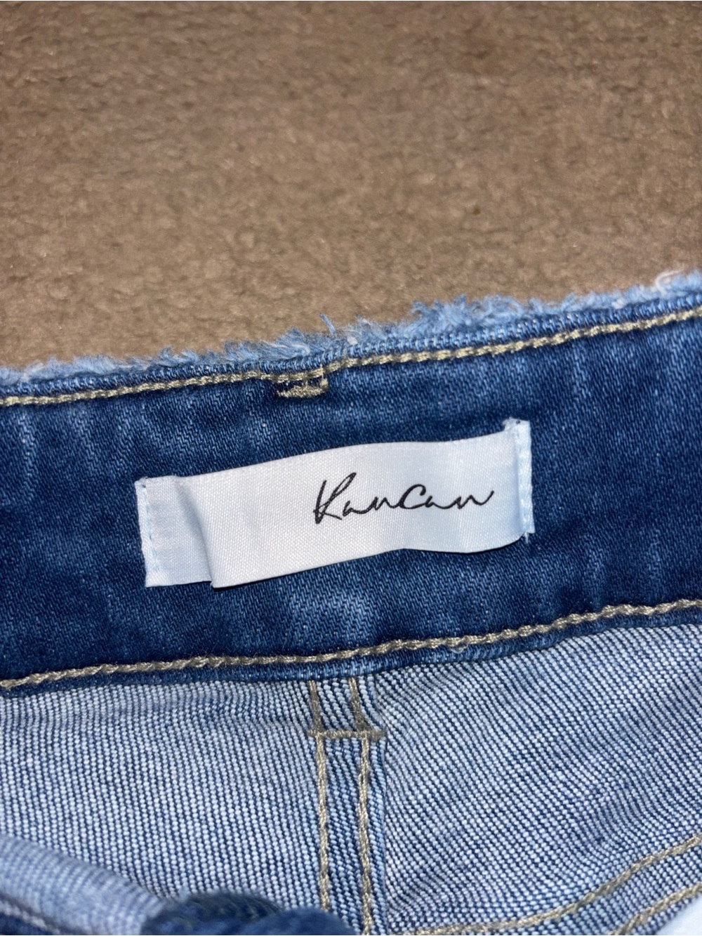 KanCan Dark Blue Distressed High-Rise Jean Shorts - Picture 2 of 4